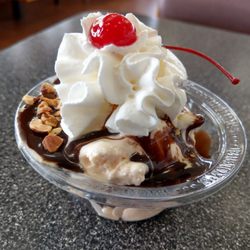 Braums Ice Cream & Dairy Store - Cherry pecan ice cream with hot fudge sauce.  Really good and under $2!