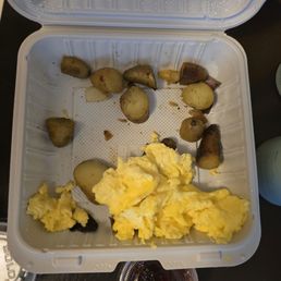 Disgusting fake, "just add water" eggs  from a carton.