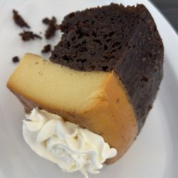Glorias Bakery - Flan with Chocolate Cake.