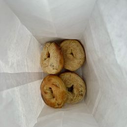 Fresh bagels on the weekend.