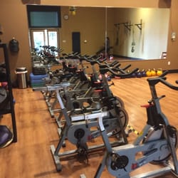 Anytime Fitness - The spinning area in the aerobics room.