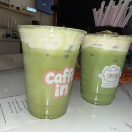 Matcha w/ creme top (left) Cream top matcha banana (right)