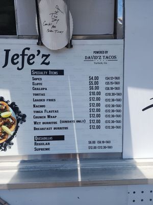 Menu photo 1 Tres Jefe'z Turlock, CA