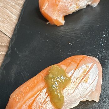 Kakushi Izakaya - Omakase (1) Salmon - Sushi Bars Near Me - Newark, California Kakushi Izakaya - Omakase (1) Salmon - Sushi Bars Near Me - Newark, California