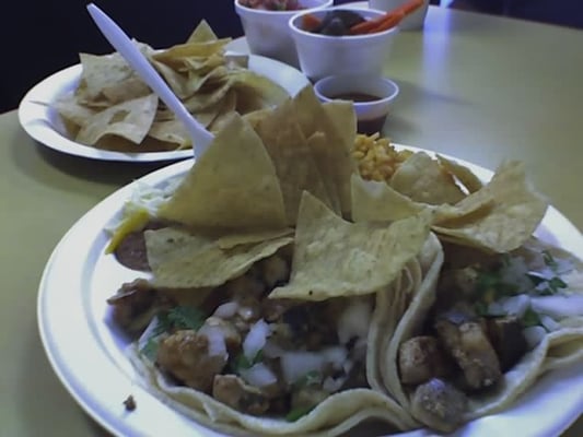 Photo of Jose Bernstein's - Los Angeles, CA, US. Fish taco - Grilled Mahi Mahi plate and chips and salsa