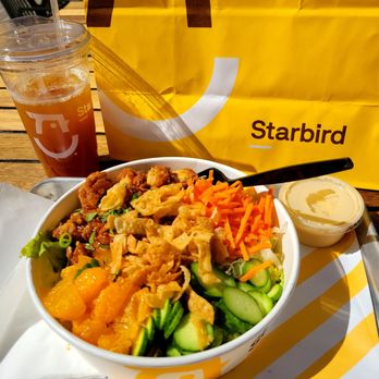 Starbird Chicken - The famous orange chicken salad. And yes, it is delicious - Chicken Shop Near Me - Corte Madera, California Starbird Chicken - The famous orange chicken salad. And yes, it is delicious - Chicken Shop Near Me - Corte Madera, California