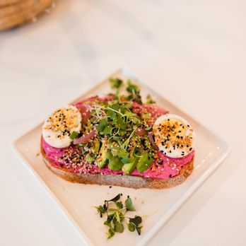 Real and Raw 30A - Avocado beet hummus toast with organic local egg - Organic Stores Near Me - Santa Rosa Beach, Florida Real and Raw 30A - Avocado beet hummus toast with organic local egg - Organic Stores Near Me - Santa Rosa Beach, Florida