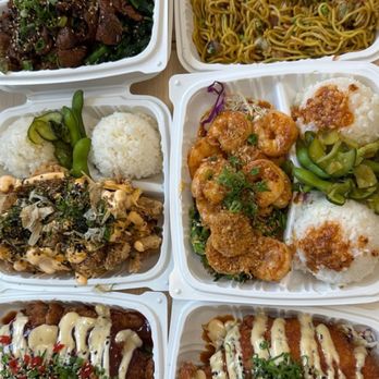 Rice Box Cafe - noodles, beef, shrimp , chicken Katsu & salmon, and chicken furkake - Japanese Near Me - Mililani, Hawaii