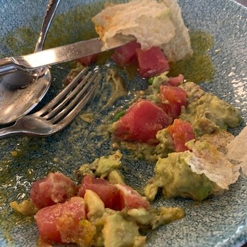 Lamplight Lounge - Tuna poke. It's much prettier when it starts out, but I couldn't wait. - New American Near Me - Anaheim, California