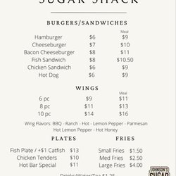 Johnson’s Sugar Shack - Menu