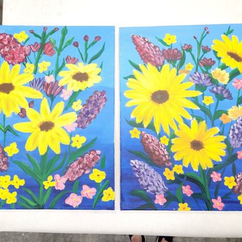 Painting with a Twist - My painting vs the instructor's painting - Paint & Sip Near Me - Pleasant Hill, California