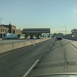 Trenton-Morrisville Toll Bridge - The toll plaza for westbound traffic