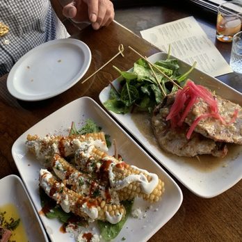 Firehouse No.1 Gastropub - HH Mexican corn and pork skewers - American Near Me - San Jose, California
