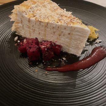 Tikis Grill & Bar - Twenty Layer Haupia Crepe Cake - Seafood Near Me - Honolulu, Hawaii Tikis Grill & Bar - Twenty Layer Haupia Crepe Cake - Seafood Near Me - Honolulu, Hawaii