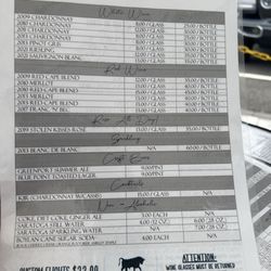 Wine Menu