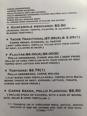 Menu photo 3 La Sabrosita Mountain City, TN