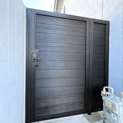 OC Local Garage Door & Gate - New metal frame and composite wood Side Gate in fountain valley by Oc local garage doors and Gates