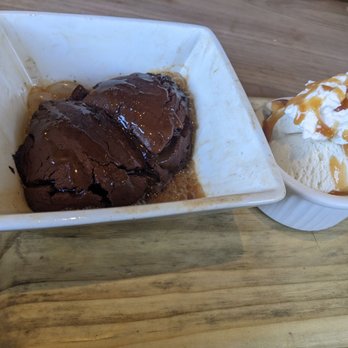 Catelli's - Molten lava cake with sea salt caramel drizzled ice cream - New American Near Me - Geyserville, California Catelli's - Molten lava cake with sea salt caramel drizzled ice cream - New American Near Me - Geyserville, California