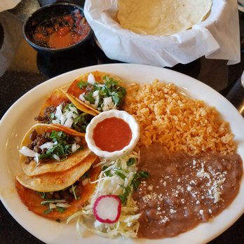 Amelia's Rustic Mexican Restaurant - Steak street tacos with rice and beans. What else do you really need? - Salad Near Me - Hillsboro, Oregon Amelia's Rustic Mexican Restaurant - Steak street tacos with rice and beans. What else do you really need? - Salad Near Me - Hillsboro, Oregon
