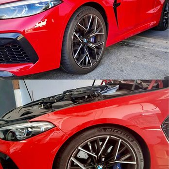 Auto Trinity - Smokeshow at the shop. 2021 M8 Competition Package. Lowering springs. Before and After. - Auto Repair Near Me - Los Angeles, California Auto Trinity - Smokeshow at the shop. 2021 M8 Competition Package. Lowering springs. Before and After. - Auto Repair Near Me - Los Angeles, California