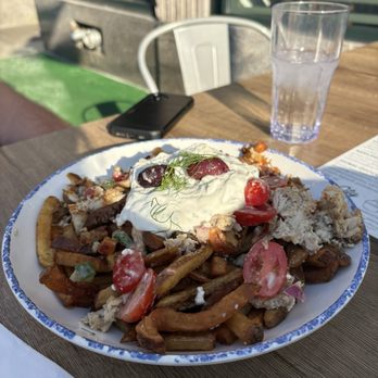 Rail Trail Flatbread - Greek loaded fries (special) - Bars Near Me - Hudson, Massachusetts Rail Trail Flatbread - Greek loaded fries (special) - Bars Near Me - Hudson, Massachusetts