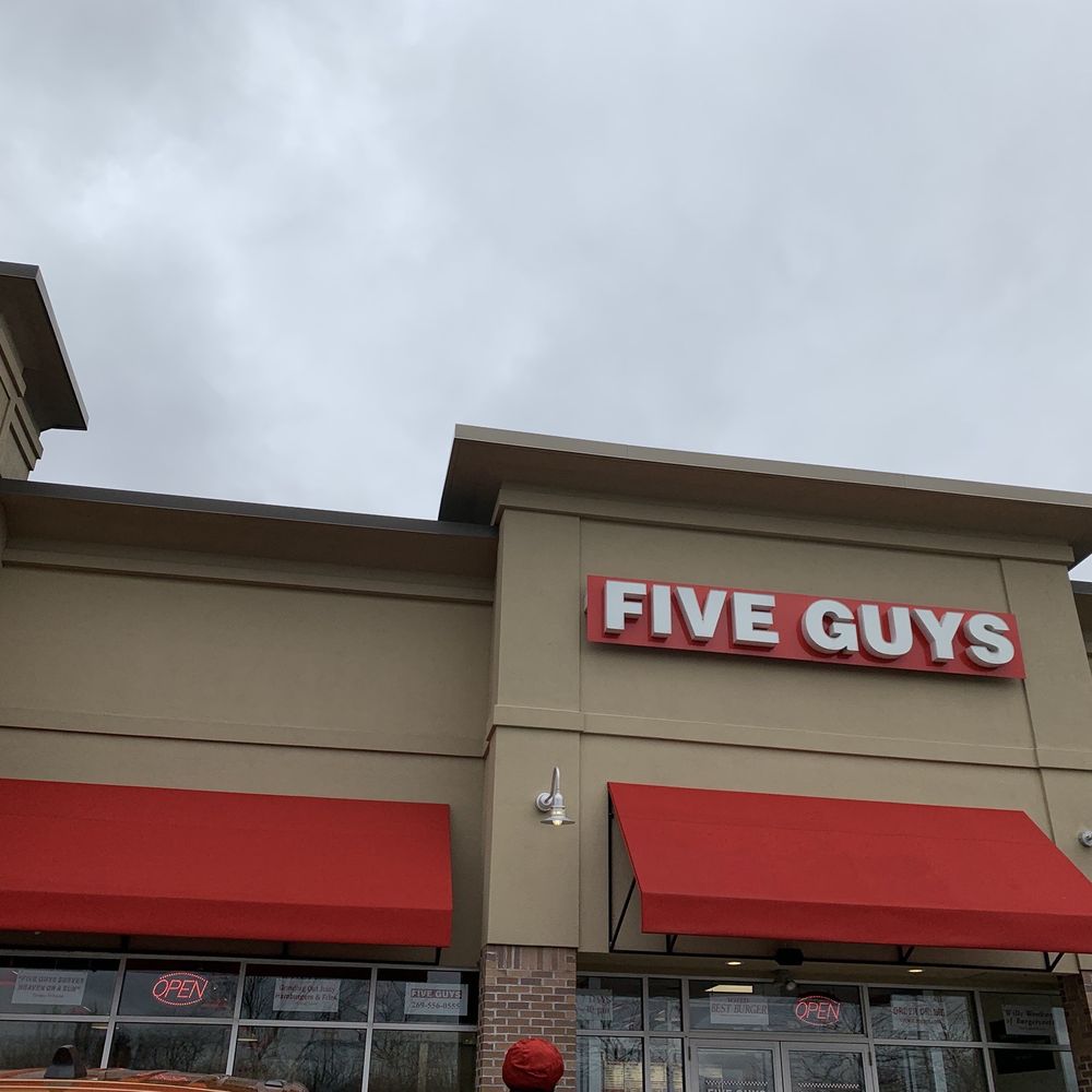 Five Guys - the front of a five guys store - Burgers Near Me - St. Joseph, Michigan