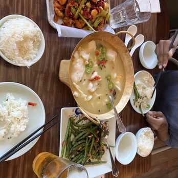 Sichuan Impression - All three dishes with rice and some cold beer - Szechuan Near Me - Los Angeles, California Sichuan Impression - All three dishes with rice and some cold beer - Szechuan Near Me - Los Angeles, California