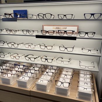 LensCrafters - Eyeglasses are arranged on shelves and in display cases at LensCrafters in Bloomingdale, IL, with a Burberry sign visible. - Optometrists Near Me - Bloomingdale, Illinois