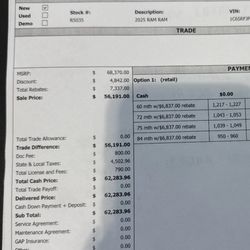 Jones Chrysler Dodge Jeep RAM - Dealer offer sheet with undisclosed "freight" charge.