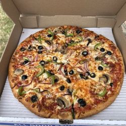 Dough Gourmet Pizza - Medium Supreme pizza (minus sausage)