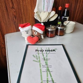 Pho Nina - Menu cover - Vegetarian Near Me - Honolulu, Hawaii