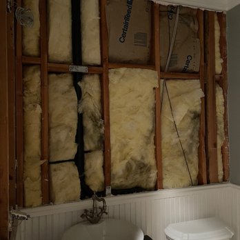 First Addition Finishers - Center wall, before - Drywall Installation & Repair Near Me