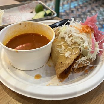 Taco Chelo - Shrimp taco with the fish broth. I didn't like the fish broth. It was very fishy tasting to me. - Tacos Near Me - Tempe, Arizona