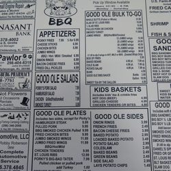 Good Ole Boys BBQ - Menu