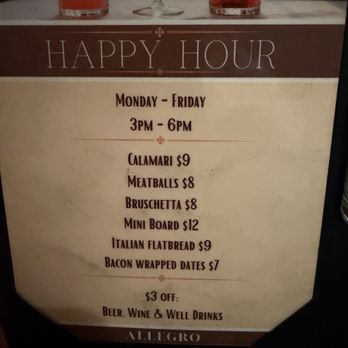 Allegro - La Verne - Happy hour menu - Italian Near Me - La Verne, California