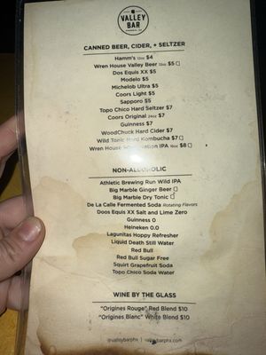Menu photo 5 Valley Bar Phoenix, AZ