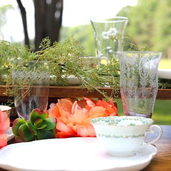 Yesterday's Party - Etched glasses, vintage teacups, and Milk Glass plates. - Party Equipment Rentals Near Me Yesterday's Party - Etched glasses, vintage teacups, and Milk Glass plates. - Party Equipment Rentals Near Me