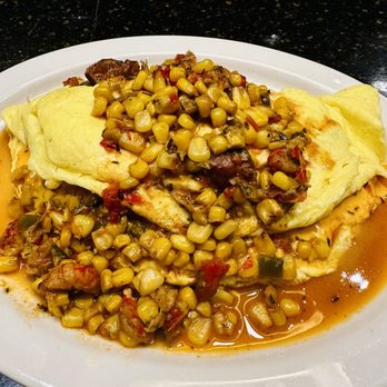 Leah's Kitchen - Andouille Crawfish Omelette - Cajun/Creole Near Me - Kenner, Louisiana