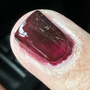 Lynda Nail Salon - Taken just minutes after I left salon.  One of finished nails for my $20 mani.  No bueno. - Nail Salons Near Me - Los Angeles, California