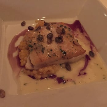 Gary Danko - Pan Seared Bass with Israeli Couscous, Pumpkin, Preserved Meyer Lemon and Sage - New American Near Me - San Francisco, California