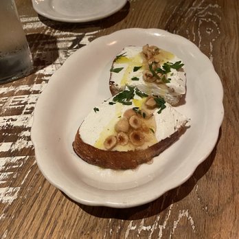 Sotto - Bruschetta - goat cheese, hazelnut honey, grilled bread - Italian Near Me - Cincinnati, Ohio Sotto - Bruschetta - goat cheese, hazelnut honey, grilled bread - Italian Near Me - Cincinnati, Ohio