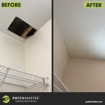 Ceiling Drywall Repair - We had a big hole in the ceiling we repaired for the homeowner's
