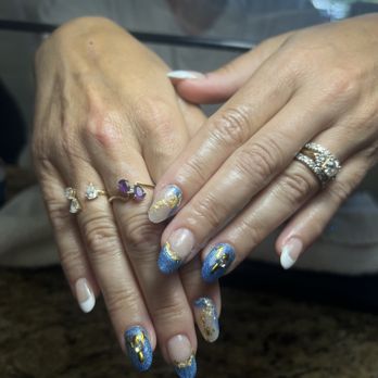 Nails Only - Royal blue with a touch of gold - Nail Salons Near Me - Virginia Beach, Virginia