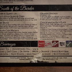 Montana Restaurant - Partial menu 11/26/2023