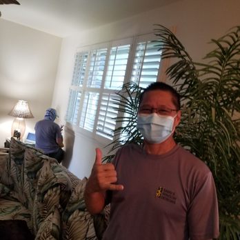 Saiki's Window Designs - You cannot tell but Daryl is smiling. lol!! Covid still in effect. - Shades & Blinds Near Me
