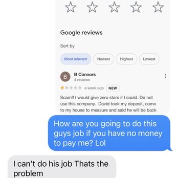 Supreme Stoneworks - Conversation about not paying my deposit back - Countertop Installation Near Me - Calgary, Alberta Supreme Stoneworks - Conversation about not paying my deposit back - Countertop Installation Near Me - Calgary, Alberta