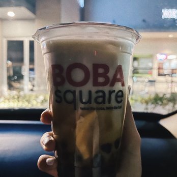 Boba Square - Matcha Black Sugar with Almond Milk, Boba, and Egg Pudding! - Coffee & Tea Near Me - Irvine, California