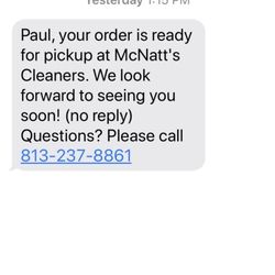 McNatt's Cleaners - A message from the dry cleaner from 07/10/2020