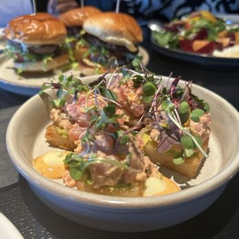 Entourage - Spicy ahi tuna and crispy rice (very yummy, not spicy) - American Near Me - Naperville, Illinois Entourage - Spicy ahi tuna and crispy rice (very yummy, not spicy) - American Near Me - Naperville, Illinois