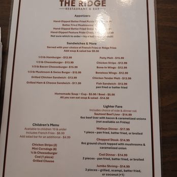 The Ridge - Menu - Bars Near Me - La Crosse, Wisconsin